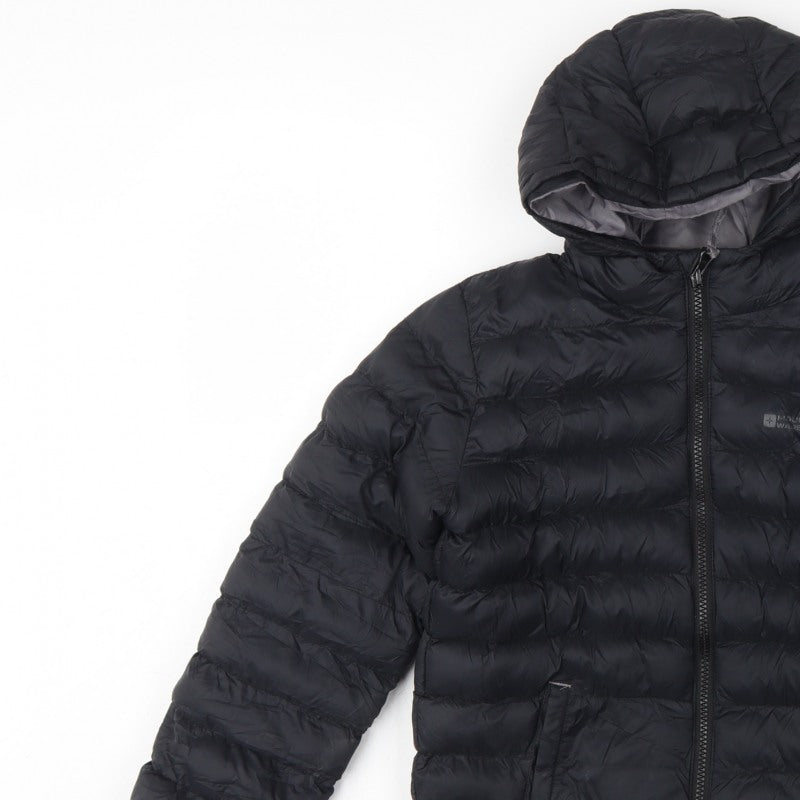 Mountain Warehouse Boys Black 9-10 Years Hooded Puffer Jacket Lightweight