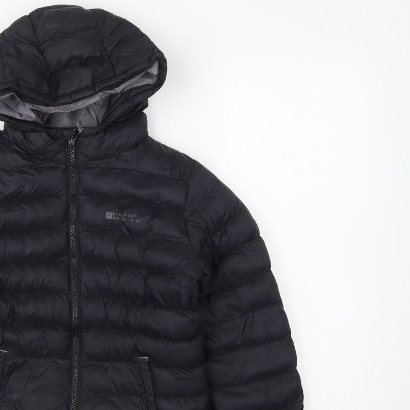 Mountain Warehouse Boys Black 9-10 Years Hooded Puffer Jacket Lightweight