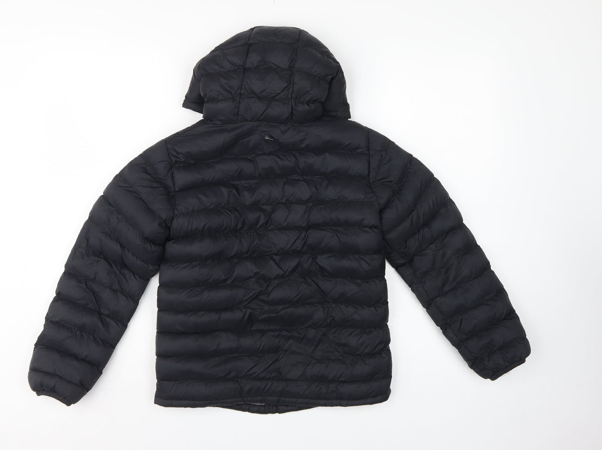 Mountain Warehouse Boys Black 9-10 Years Hooded Puffer Jacket Lightweight