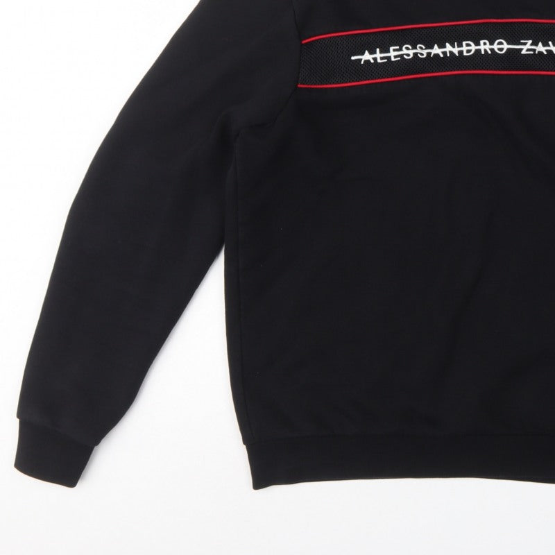 Alessandro Zavetti Men Black L Logo Pullover Crew Neck Sweatshirt