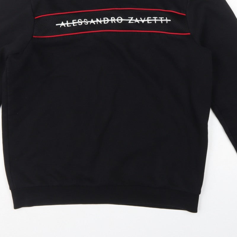 Alessandro Zavetti Men Black L Logo Pullover Crew Neck Sweatshirt