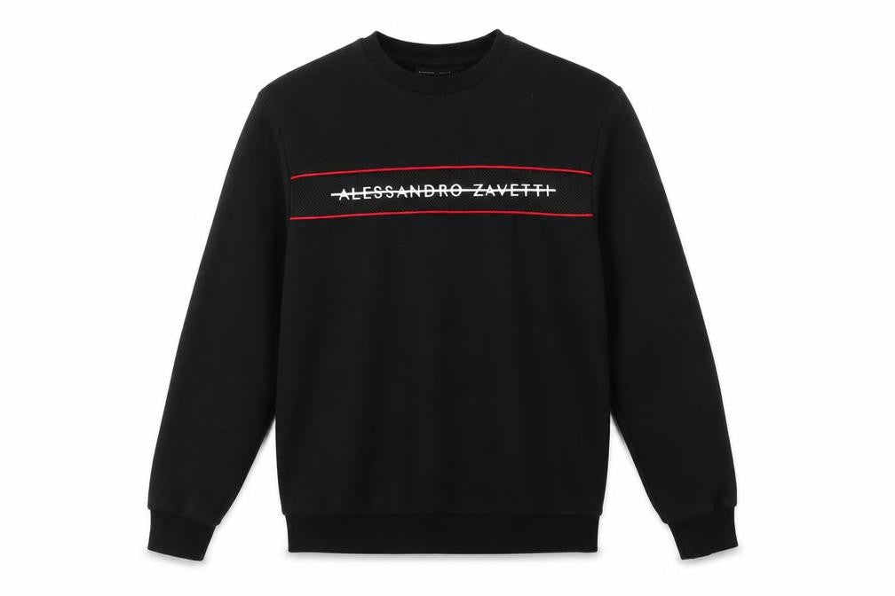 Alessandro Zavetti Men Black L Logo Pullover Crew Neck Sweatshirt
