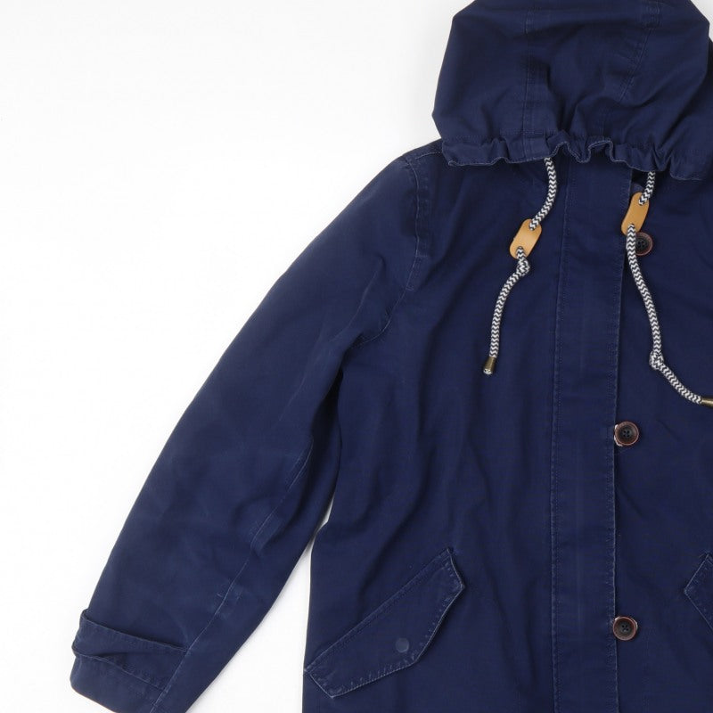 Joules Women’s Blue UK 14 Coast Mid Hooded Waterproof Rain Coat