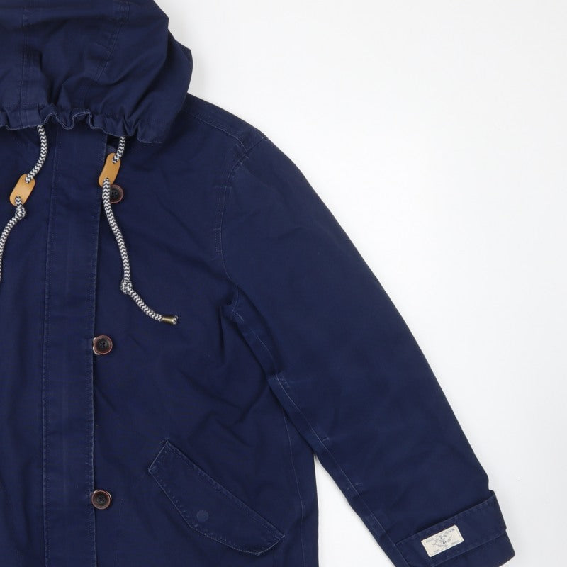 Joules Women’s Blue UK 14 Coast Mid Hooded Waterproof Rain Coat