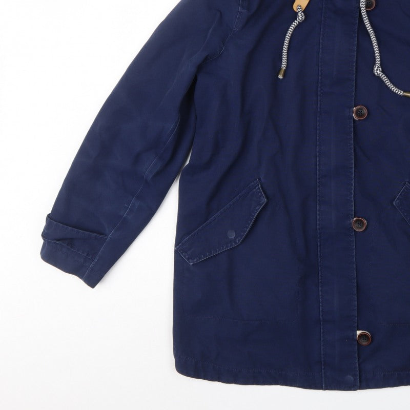 Joules Women’s Blue UK 14 Coast Mid Hooded Waterproof Rain Coat