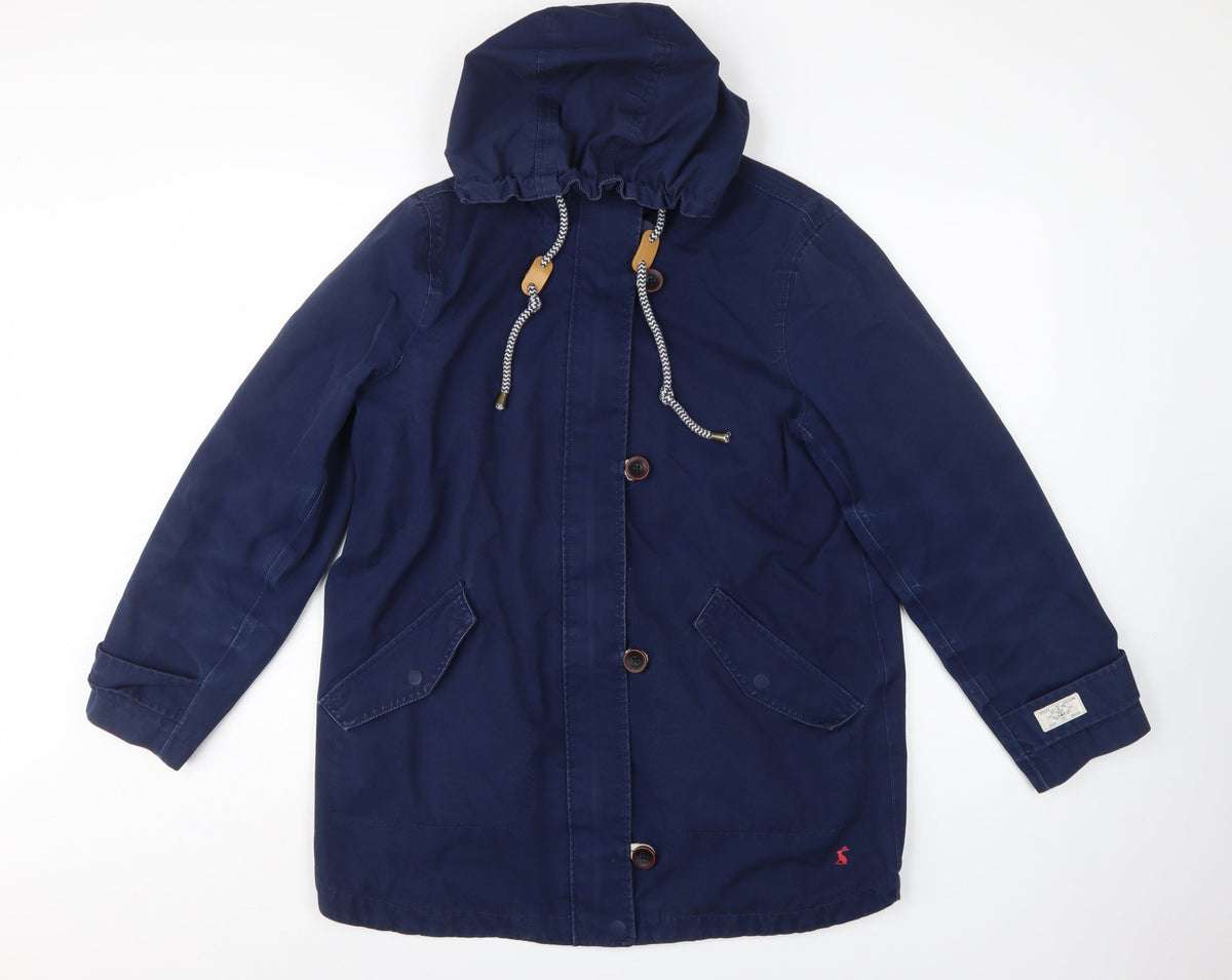 Joules Women’s Blue UK 14 Coast Mid Hooded Waterproof Rain Coat