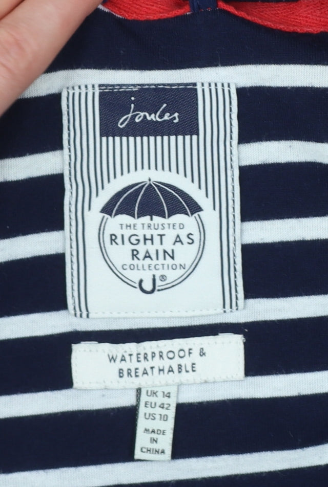 Joules Women’s Blue UK 14 Coast Mid Hooded Waterproof Rain Coat