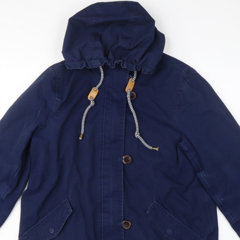 Joules Women’s Blue UK 14 Coast Mid Hooded Waterproof Rain Coat