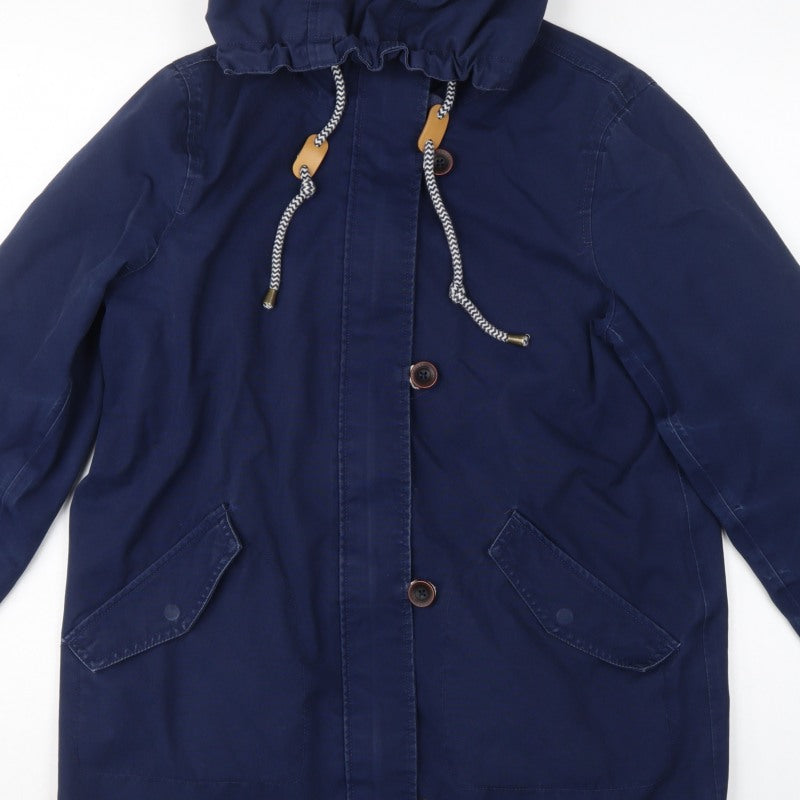 Joules Women’s Blue UK 14 Coast Mid Hooded Waterproof Rain Coat