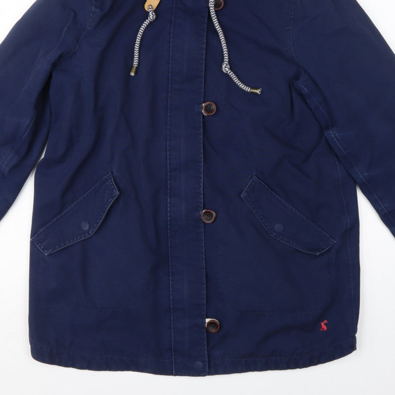 Joules Women’s Blue UK 14 Coast Mid Hooded Waterproof Rain Coat