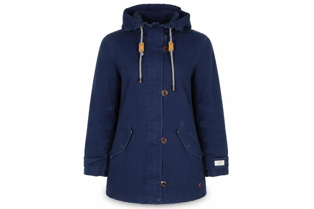 Joules Women’s Blue UK 14 Coast Mid Hooded Waterproof Rain Coat