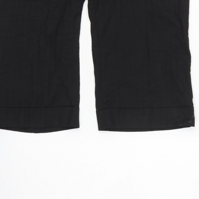 River Island Women's Black UK 16 Cropped Trousers Gold Buttons