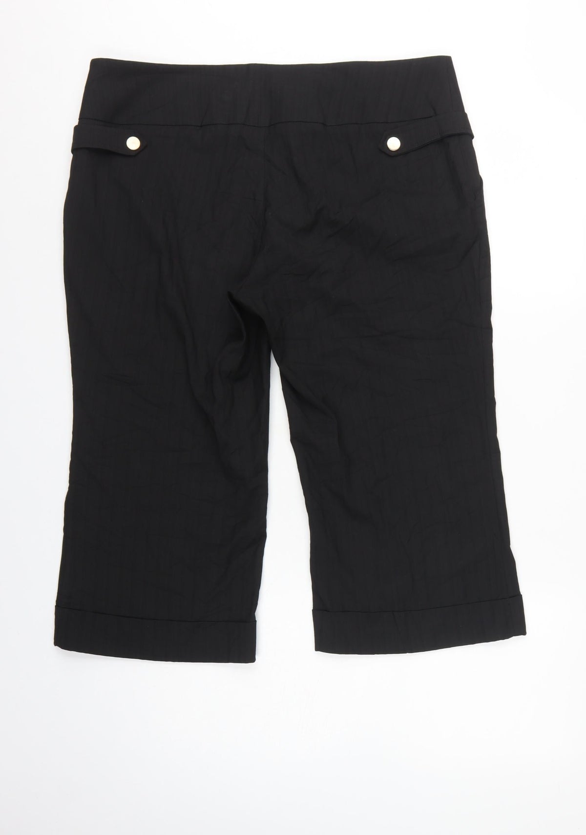 River Island Women's Black UK 16 Cropped Trousers Gold Buttons