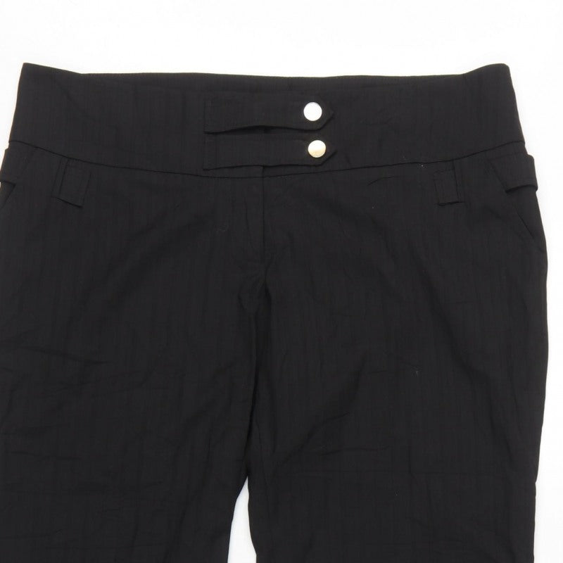 River Island Women's Black UK 16 Cropped Trousers Gold Buttons