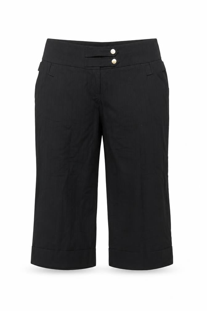 River Island Women's Black UK 16 Cropped Trousers Gold Buttons