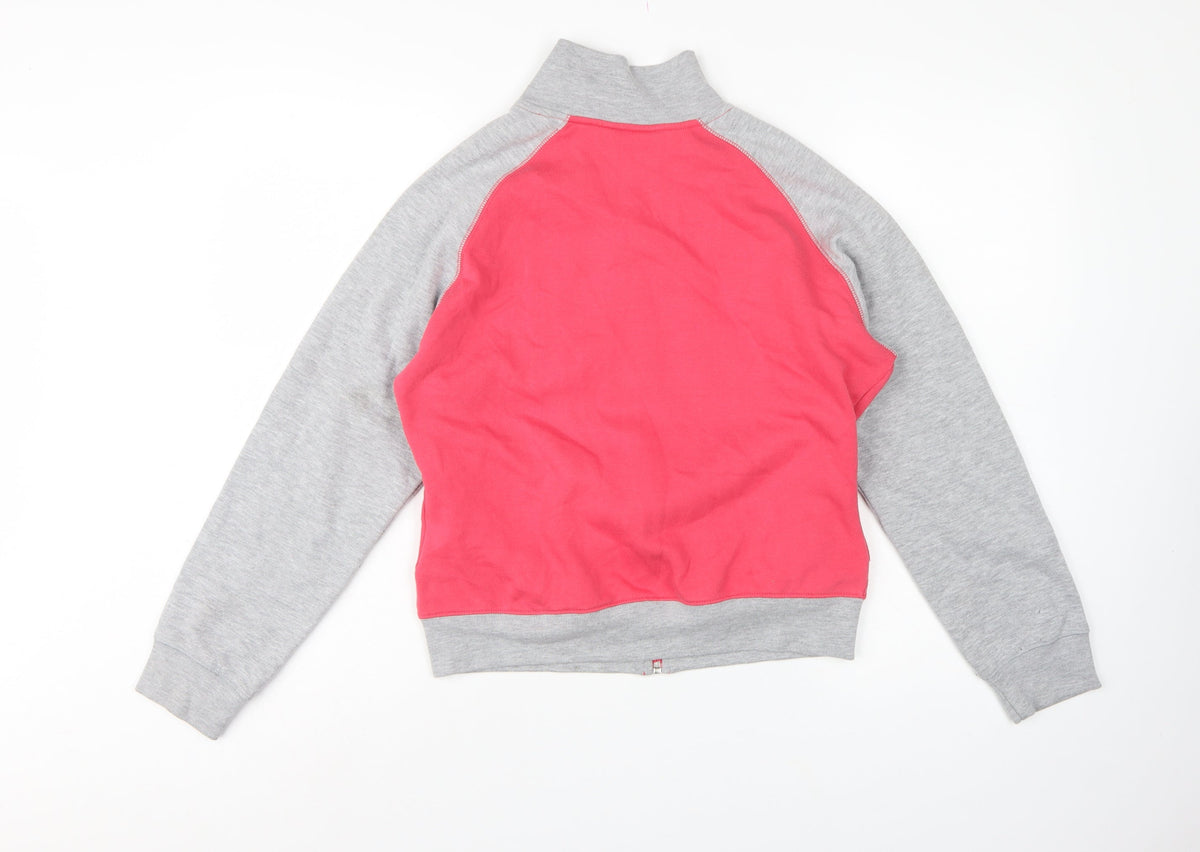 Reebok Women’s Pink Grey Full Zip Sweatshirt UK 12 Fleece Logo