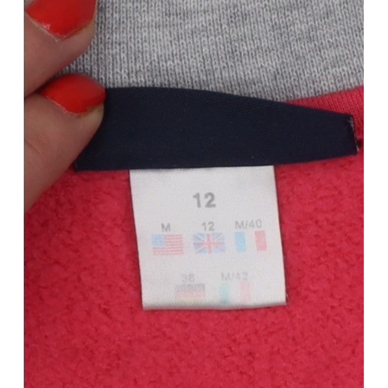 Reebok Women’s Pink Grey Full Zip Sweatshirt UK 12 Fleece Logo