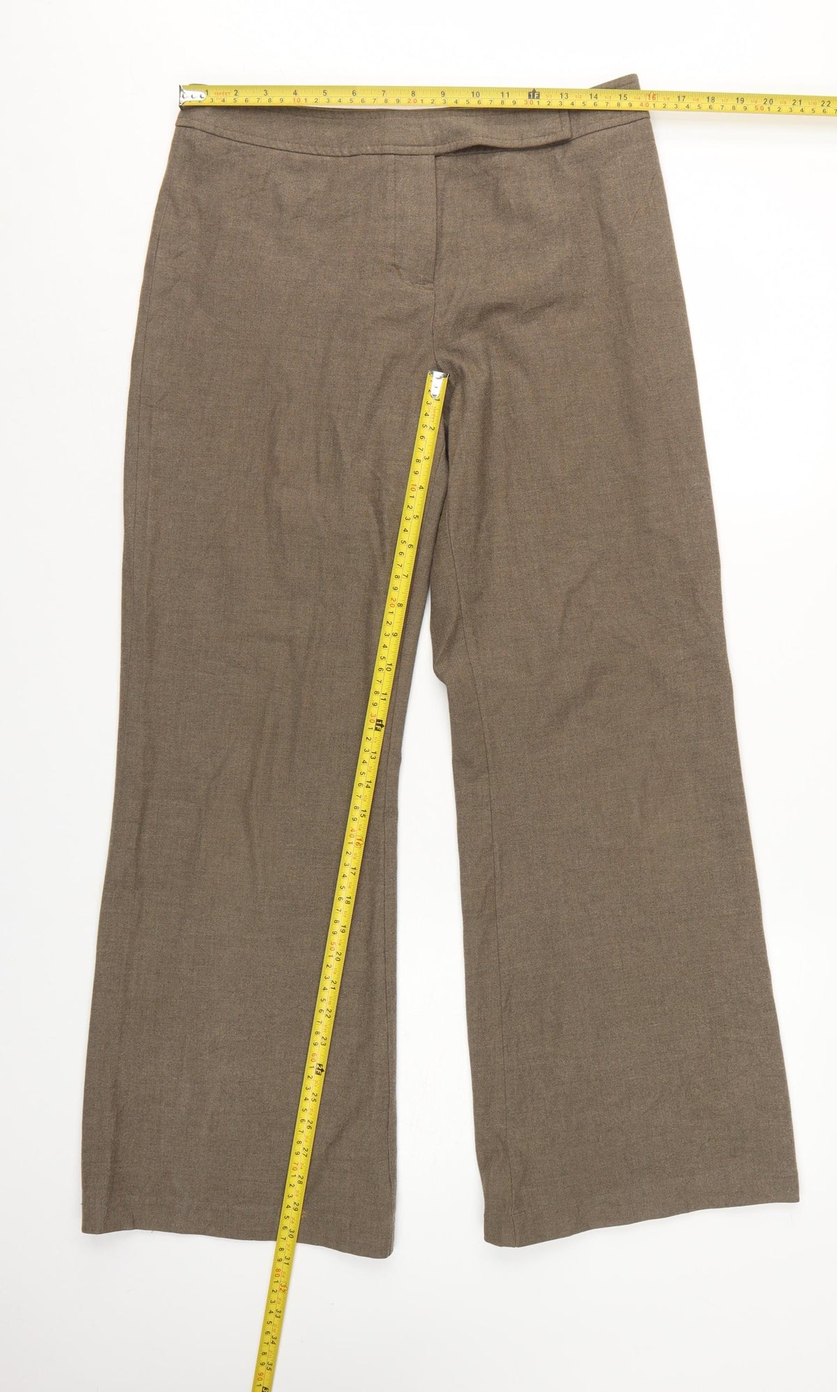 Women’s Brown UK 12 Regular Bootcut Dress Trousers Pockets