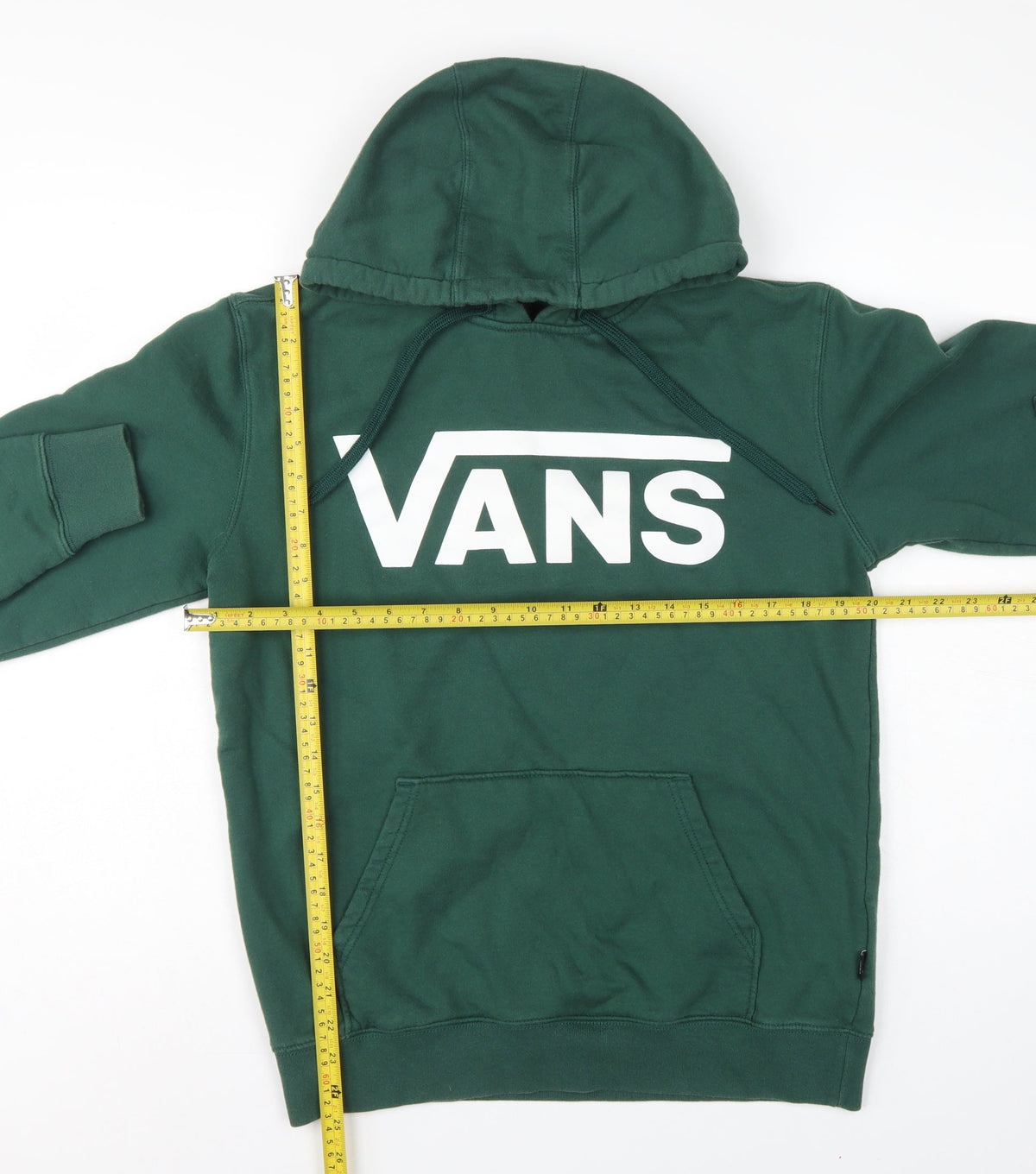 Vans Men’s Green Small Logo Graphic Pullover Hoodie Kangaroo Pocket