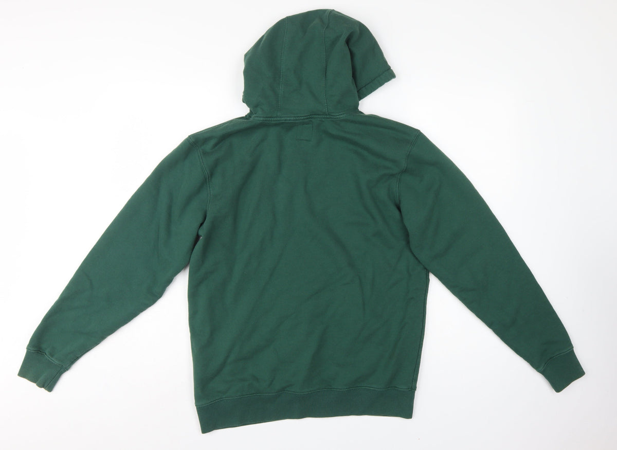 Vans Men’s Green Small Logo Graphic Pullover Hoodie Kangaroo Pocket
