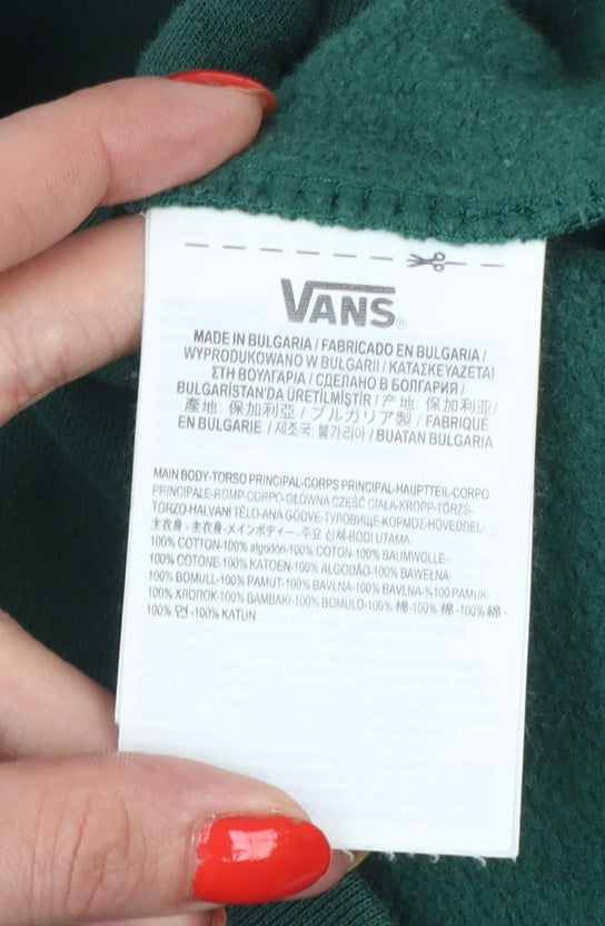 Vans Men’s Green Small Logo Graphic Pullover Hoodie Kangaroo Pocket