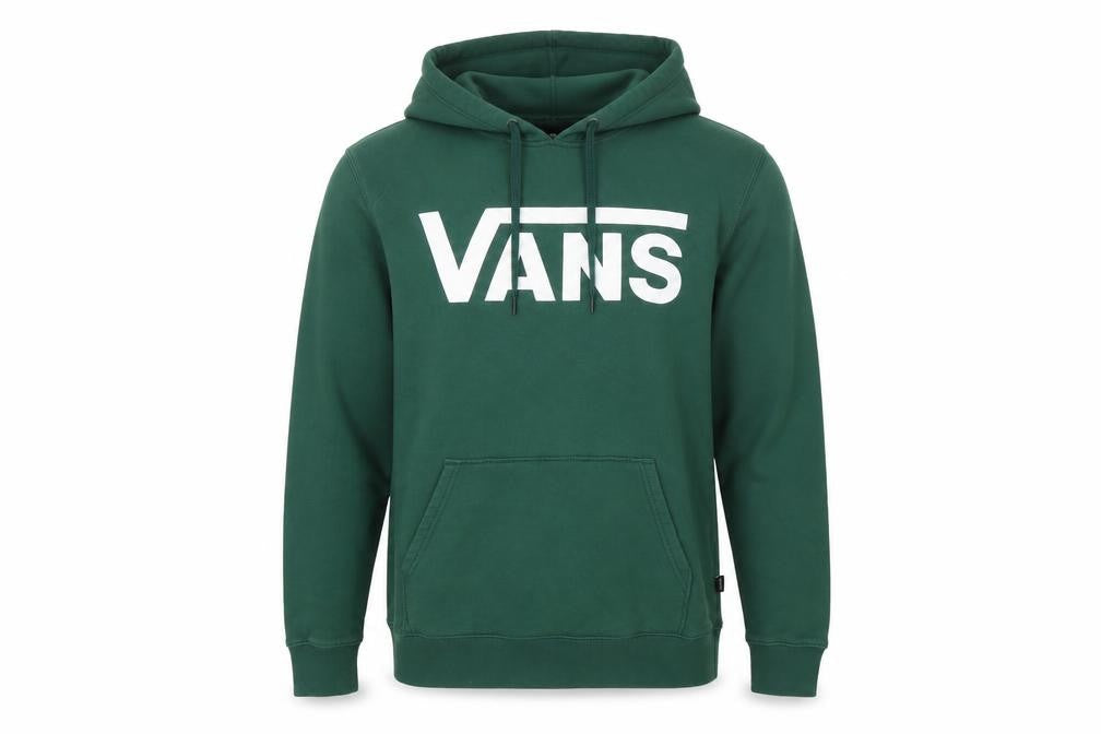 Vans Men’s Green Small Logo Graphic Pullover Hoodie Kangaroo Pocket