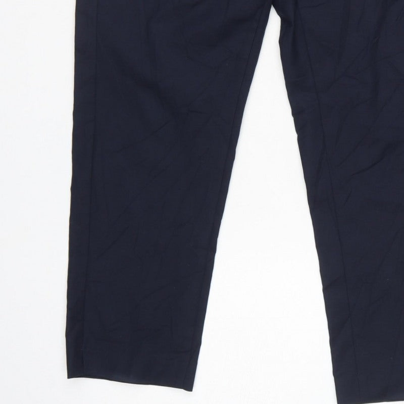 M&S Women’s Blue UK 14 Regular Tapered Tailored Trousers
