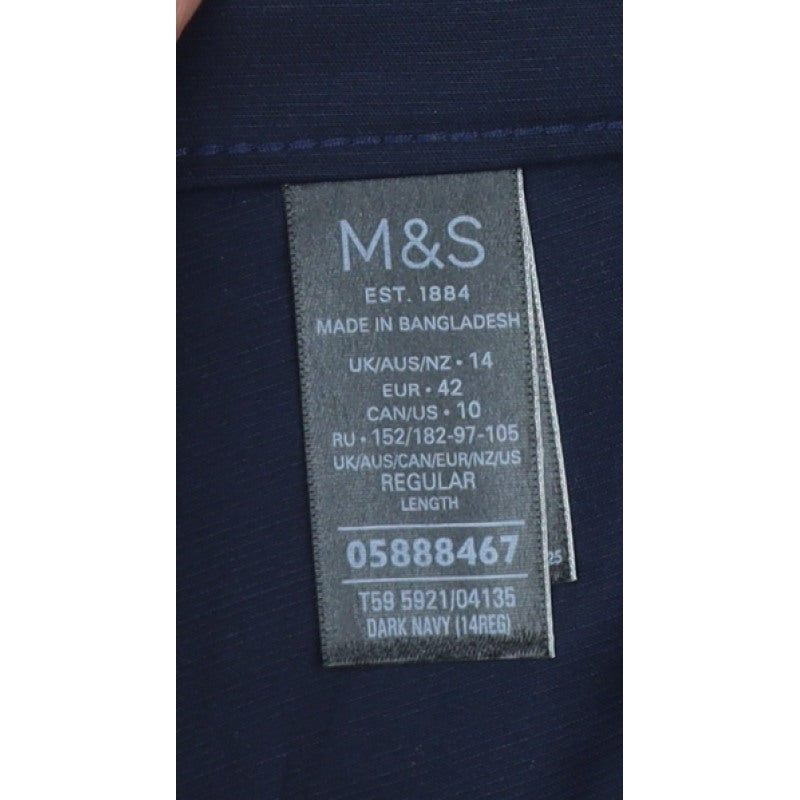 M&S Women’s Blue UK 14 Regular Tapered Tailored Trousers