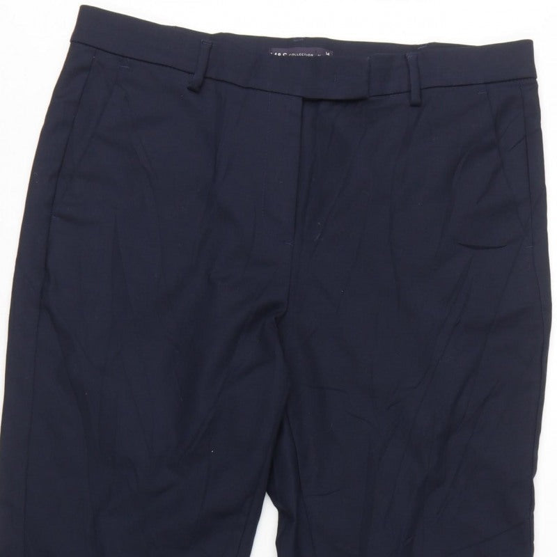M&S Women’s Blue UK 14 Regular Tapered Tailored Trousers