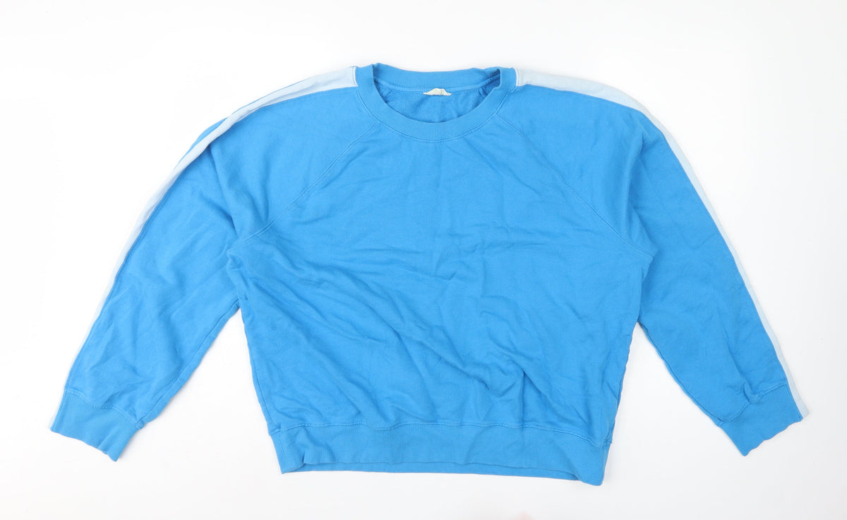 Hush Women’s Blue L Colourblock Raglan Cotton Pullover Sweatshirt