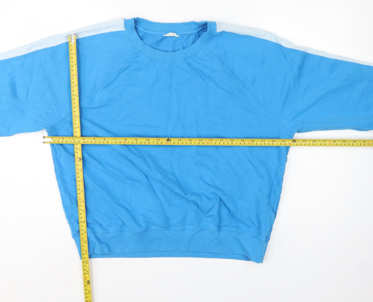 Hush Women’s Blue L Colourblock Raglan Cotton Pullover Sweatshirt