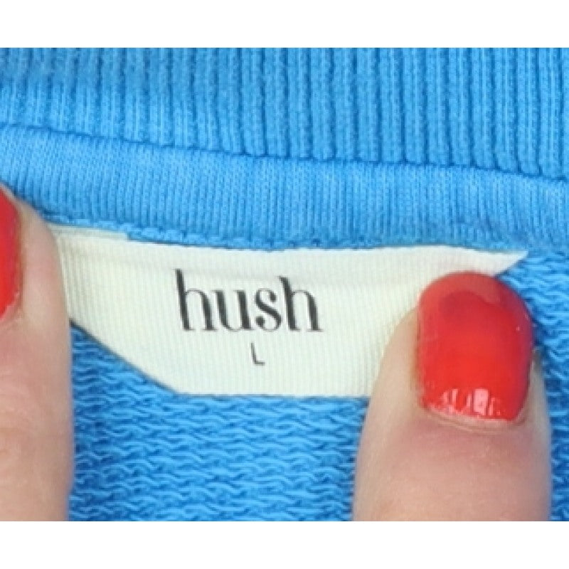 Hush Women’s Blue L Colourblock Raglan Cotton Pullover Sweatshirt