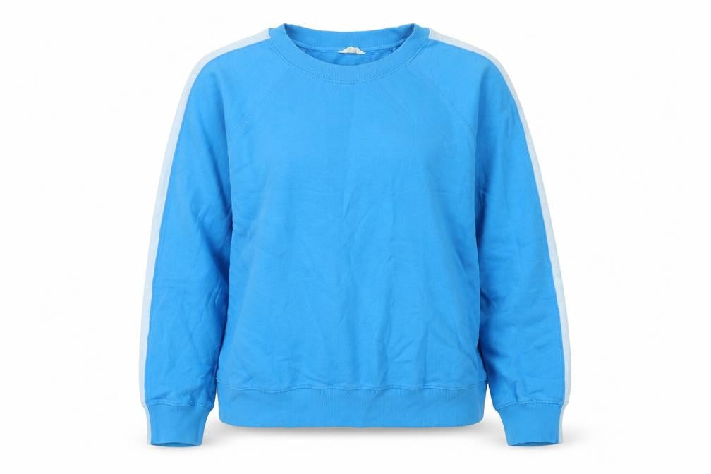 Hush Women’s Blue L Colourblock Raglan Cotton Pullover Sweatshirt