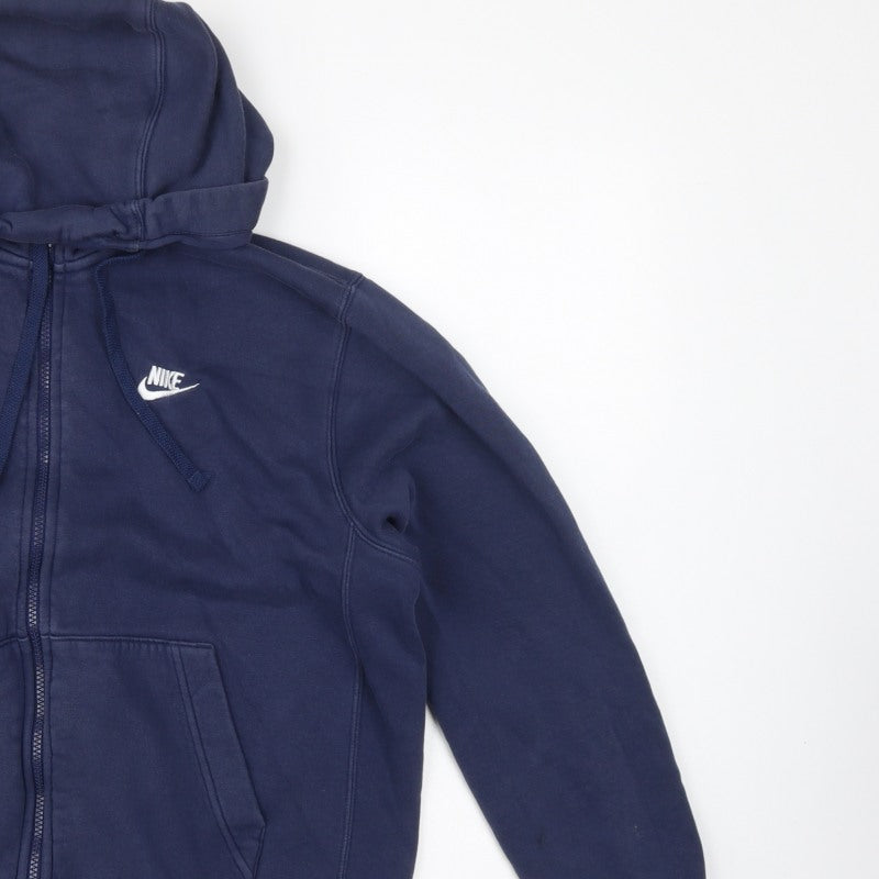 Nike Men's Navy M Full Zip Hooded Logo Cotton Blend Hoodie