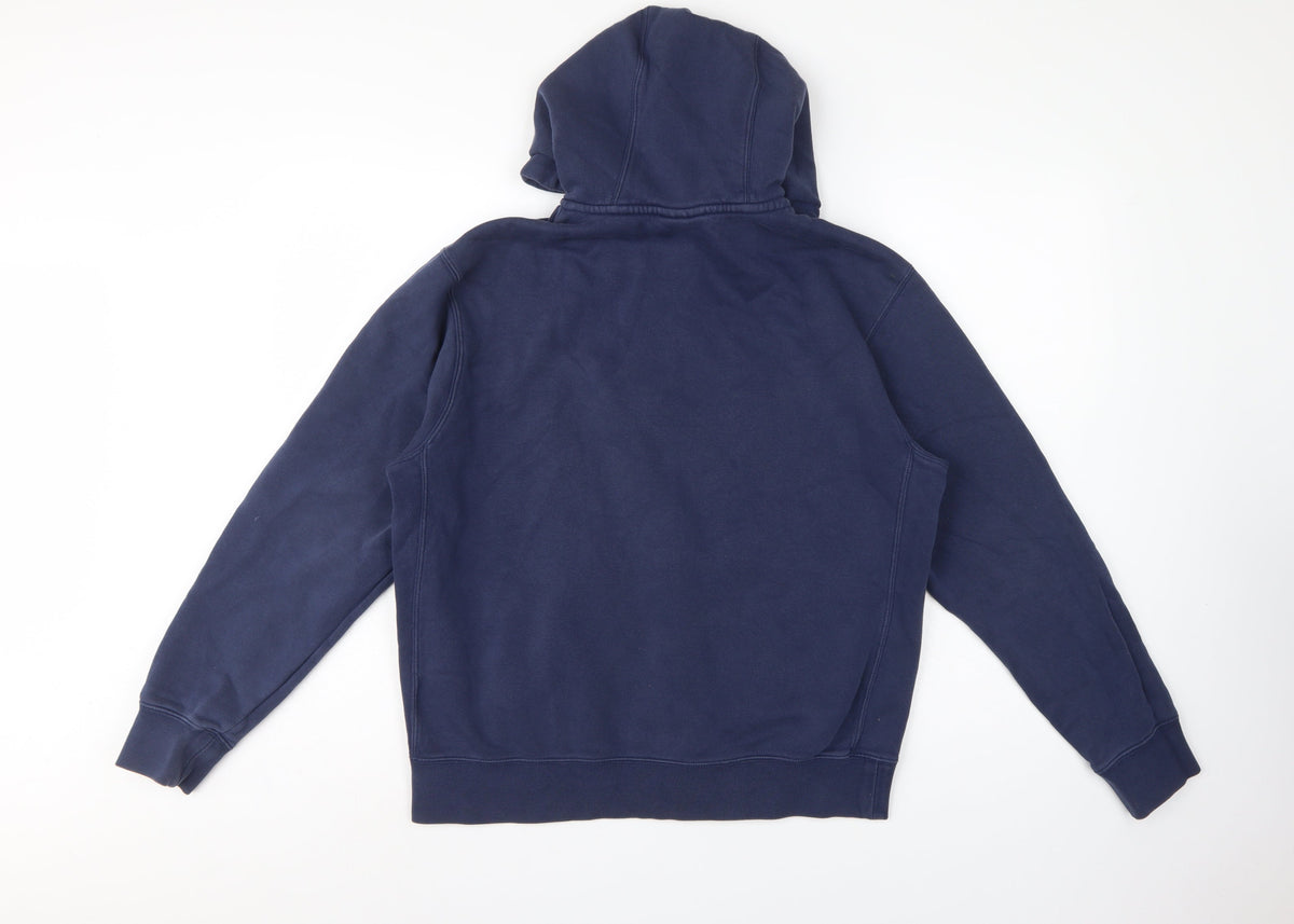 Nike Men's Navy M Full Zip Hooded Logo Cotton Blend Hoodie