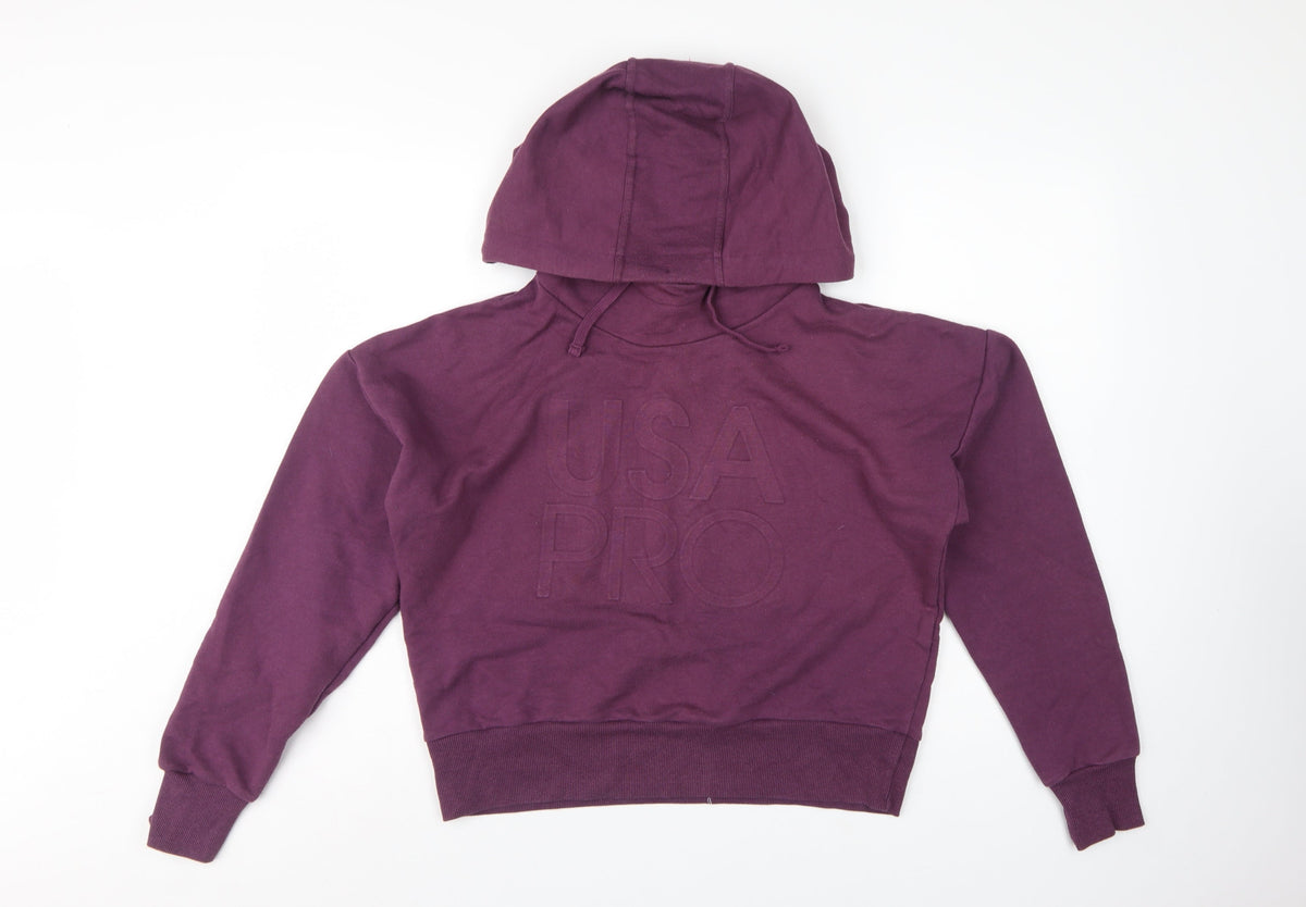 USA Pro Women's Purple UK 12 Pullover Hoodie Logo Drawstring