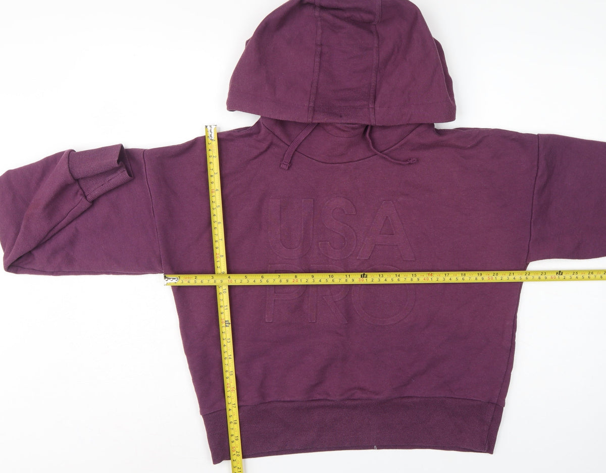 USA Pro Women's Purple UK 12 Pullover Hoodie Logo Drawstring