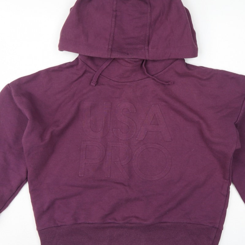 USA Pro Women's Purple UK 12 Pullover Hoodie Logo Drawstring