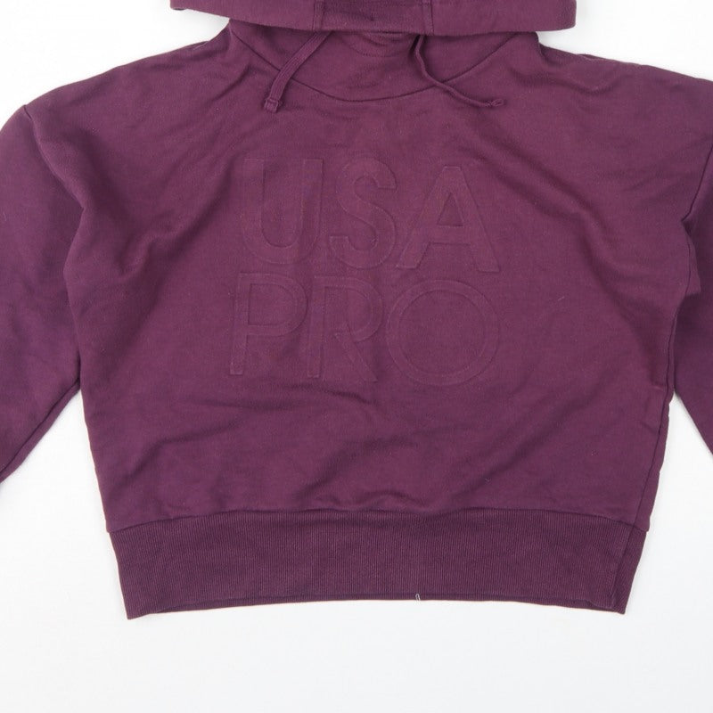 USA Pro Women's Purple UK 12 Pullover Hoodie Logo Drawstring