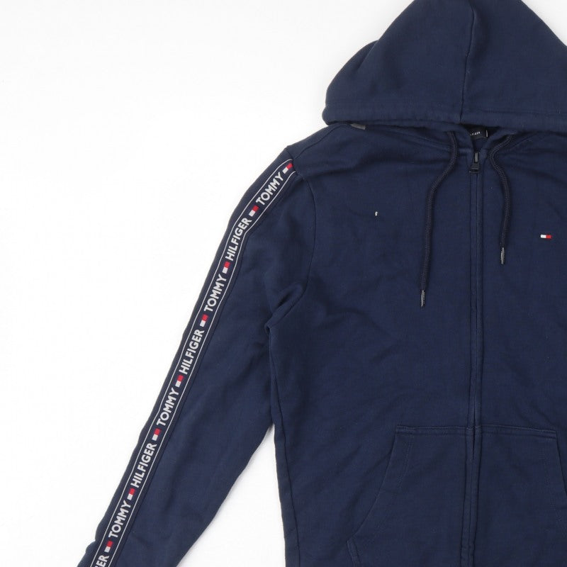 Tommy Hilfiger Men’s Blue M Full Zip Logo Tape Hoodie