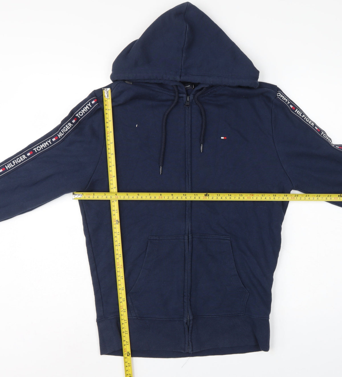 Tommy Hilfiger Men’s Blue M Full Zip Logo Tape Hoodie