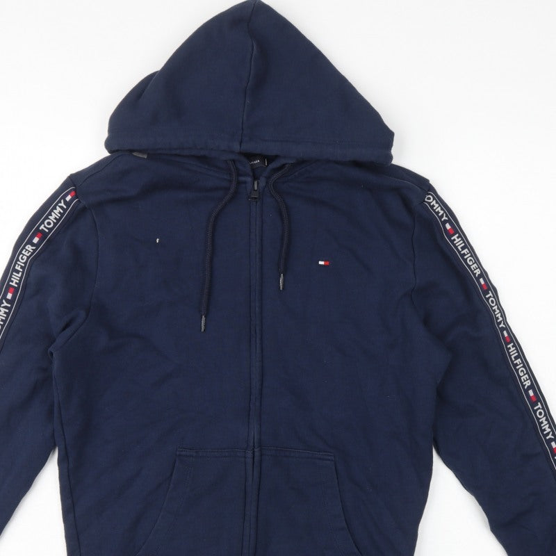 Tommy Hilfiger Men’s Blue M Full Zip Logo Tape Hoodie