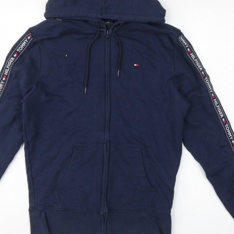 Tommy Hilfiger Men’s Blue M Full Zip Logo Tape Hoodie