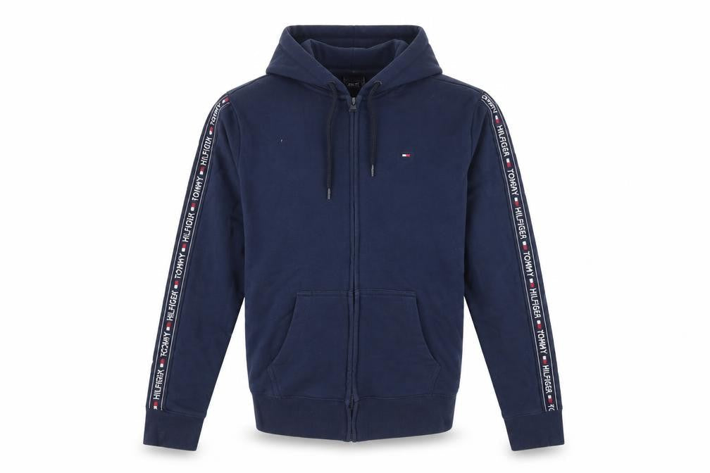 Tommy Hilfiger Men’s Blue M Full Zip Logo Tape Hoodie