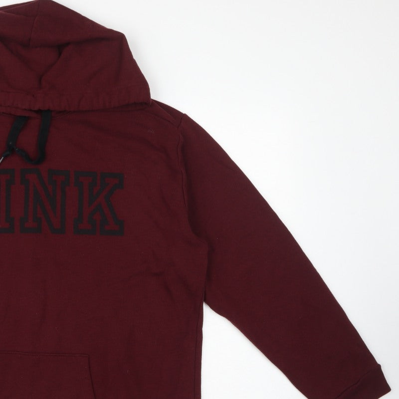 Victoria's Secret PINK Women's Burgundy XL Logo Pullover Hoodie