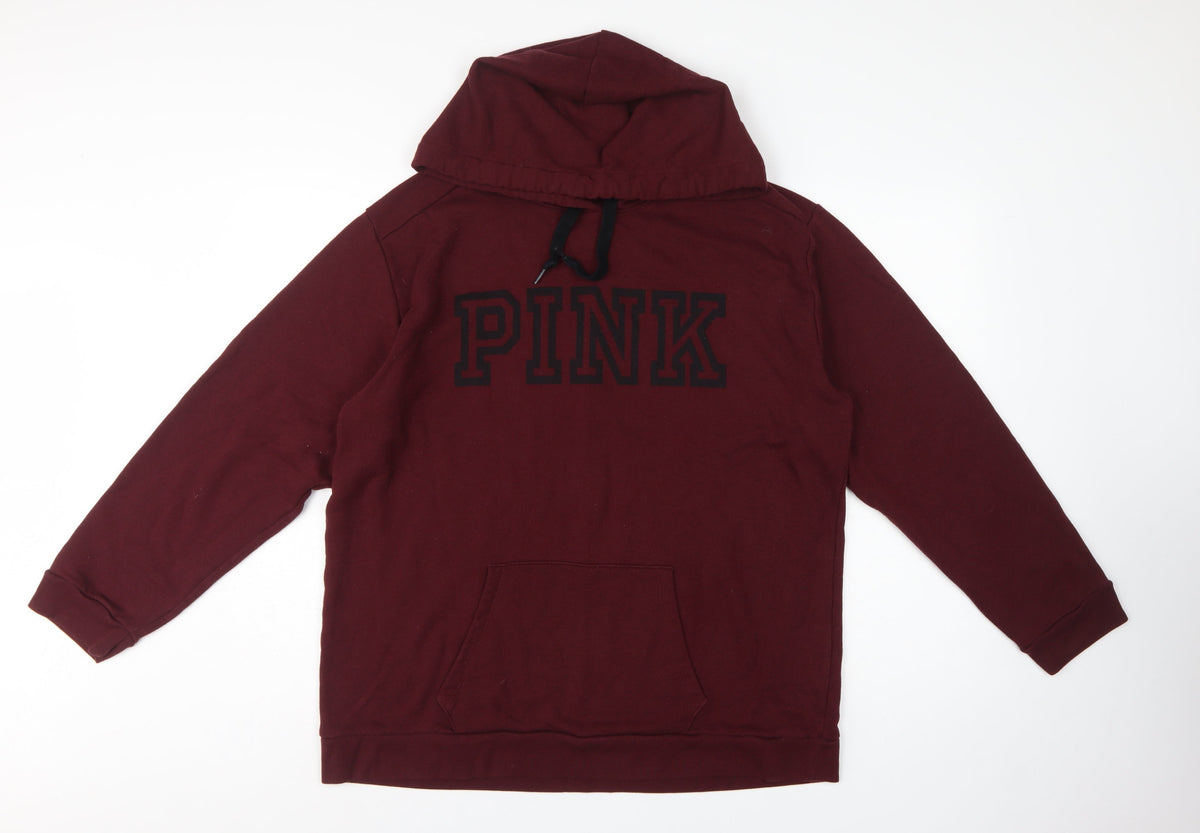 Victoria's Secret PINK Women's Burgundy XL Logo Pullover Hoodie