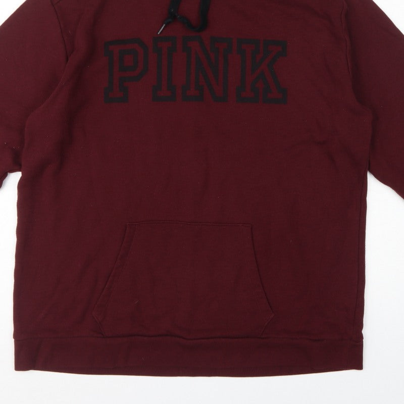 Victoria's Secret PINK Women's Burgundy XL Logo Pullover Hoodie