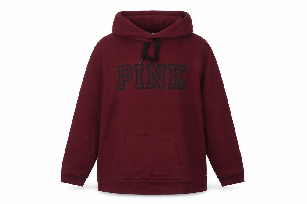 Victoria's Secret PINK Women's Burgundy XL Logo Pullover Hoodie