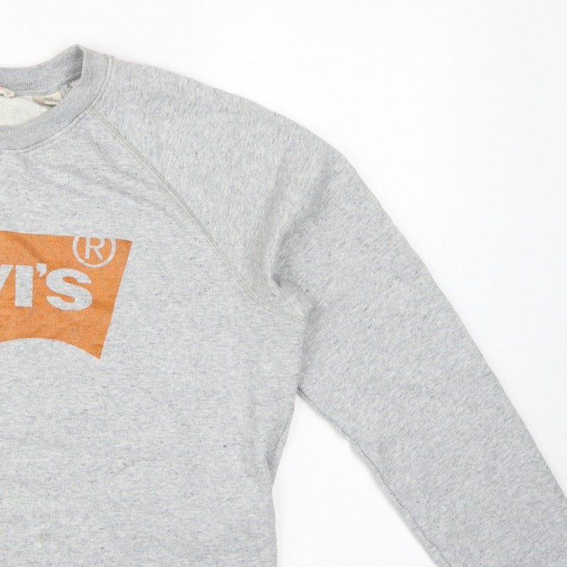 Levi's Women's Grey L Logo Cropped Pullover Sweatshirt Raglan