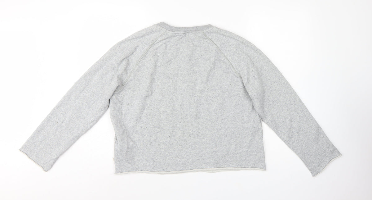 Levi's Women's Grey L Logo Cropped Pullover Sweatshirt Raglan